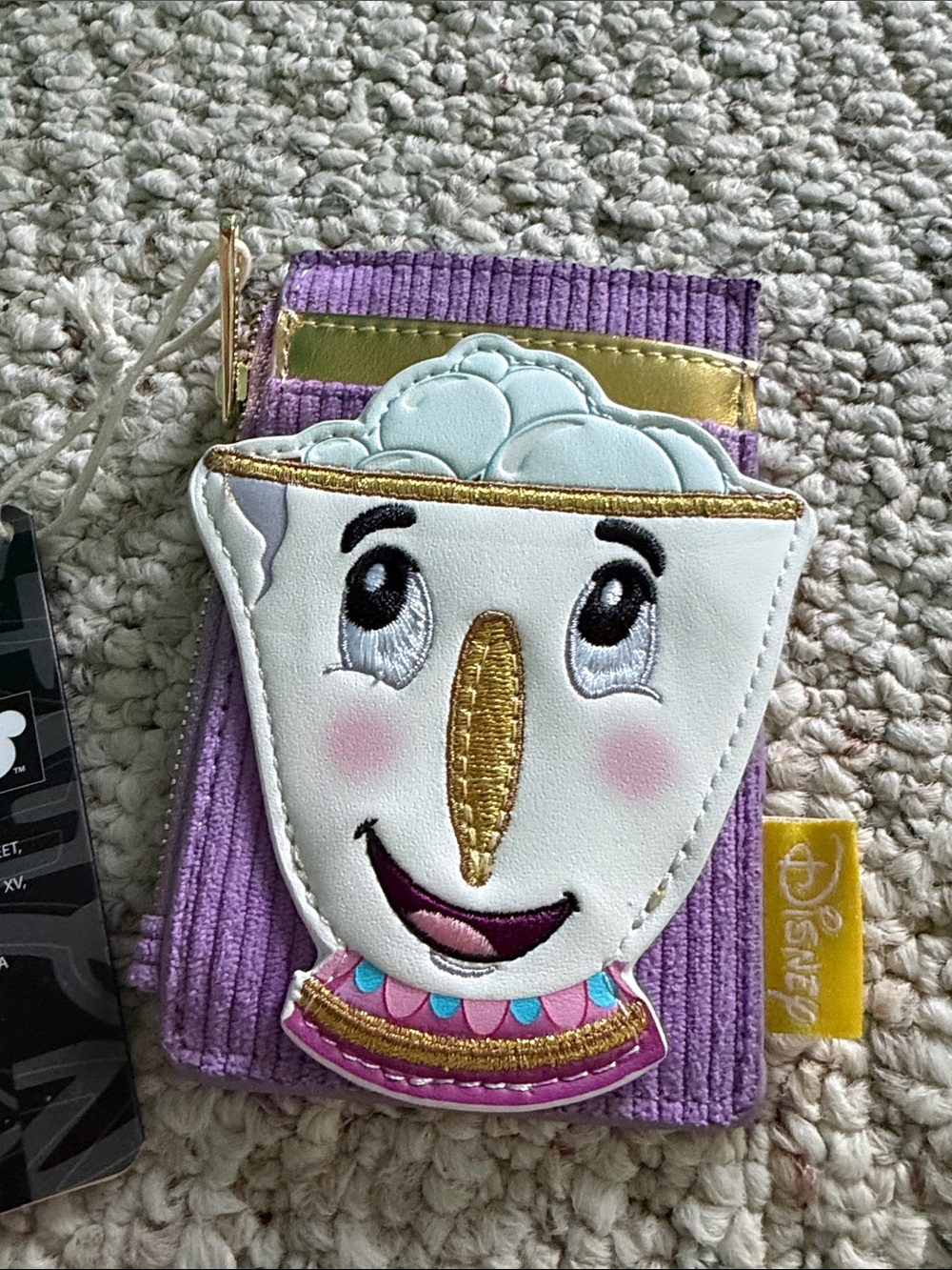 Disney Lavender & Gold Mrs. Potts Corduroy Card Holder